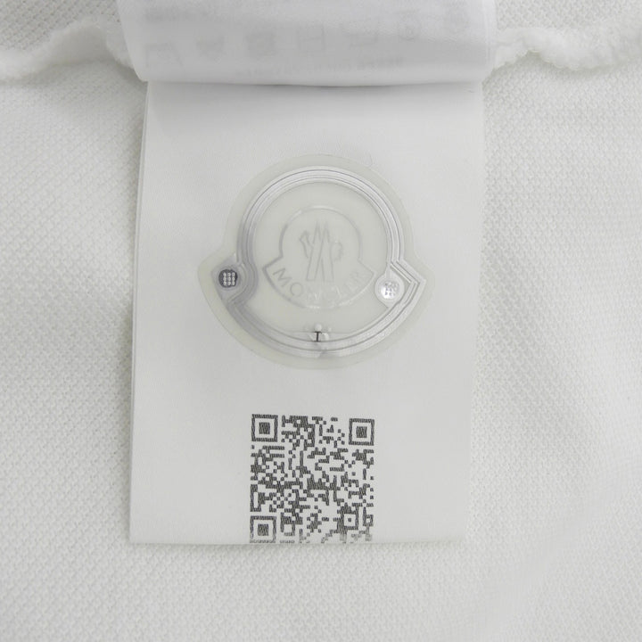 極美品▲MONCLER モンクレール MAGLIA POLO コットン100％ ロゴワッペン付き トリコロール 半袖ポロシャツ ホワイト M 正規品 メンズ