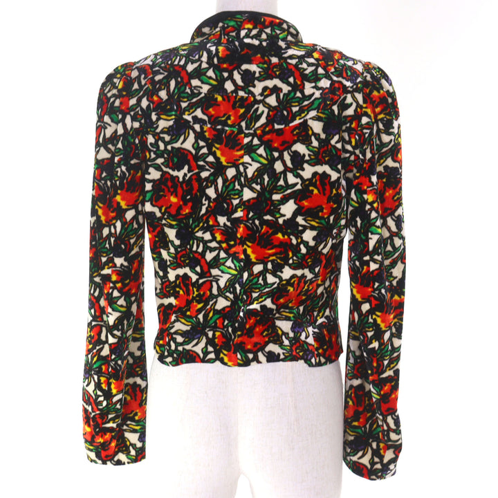 美品○DRIES VAN NOTEN ドリスヴァンノッテン 3955-1436 フラワーテキスタイル 立体ラペル ジャケット 36 正規品