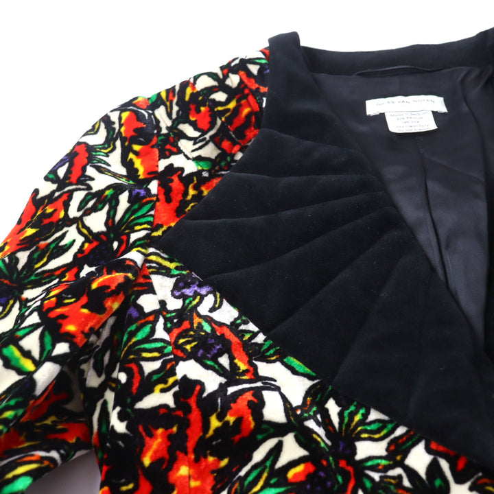 美品○DRIES VAN NOTEN ドリスヴァンノッテン 3955-1436 フラワーテキスタイル 立体ラペル ジャケット 36 正規品