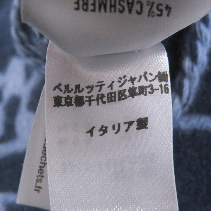極美品□BERLUTI ベルルッティ カシミヤ ウール カリグラフィ スクリット ダブルフェイス ショール マフラー ネイビー イタリア製 正規品