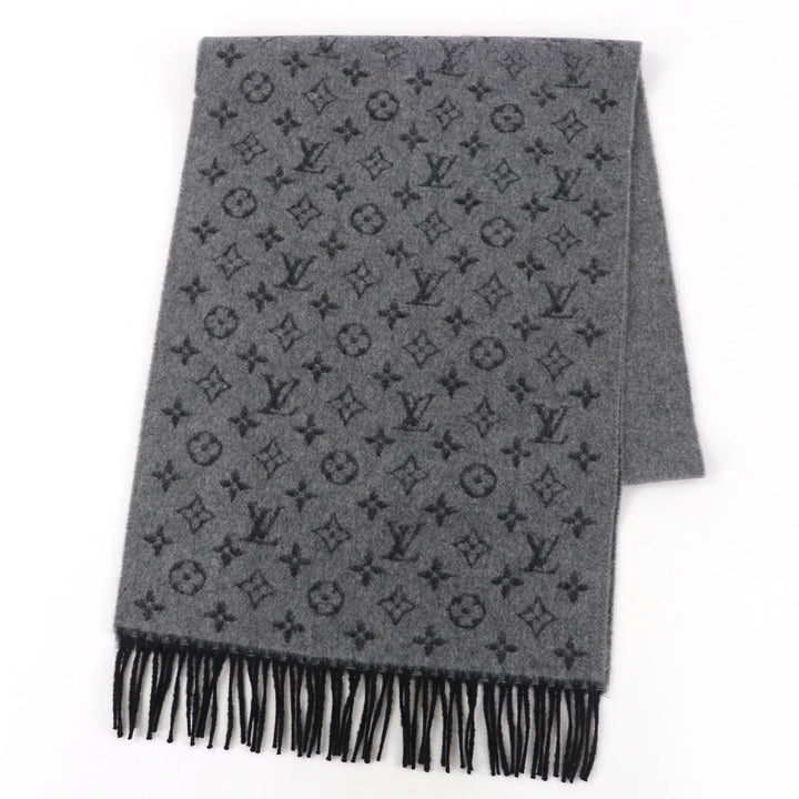 極美品☆LOUIS VUITTON ルイヴィトン 2022年製 M75900 マフラー･モノグラム グラディエント カシミヤ マフラー グレー ブラック 正規品