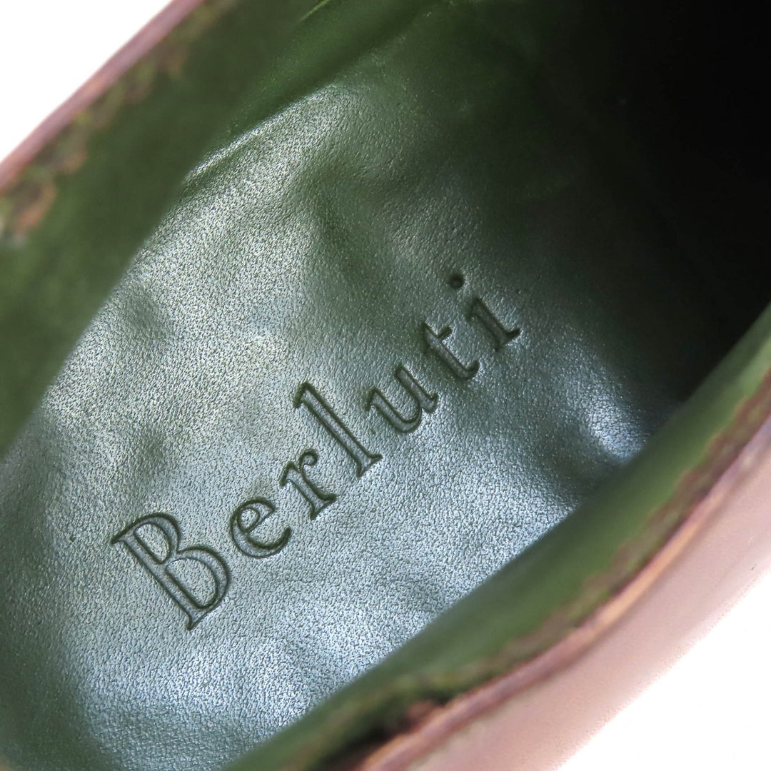 美品△Berluti ベルルッティ レザー オルガ期 スカーズ カリグラフィ デムジュール レザー アンクルブーツ ブラウン 日本約27.5cm相当