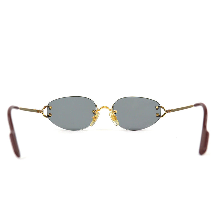 美品△Cartier カルティエ ヴィンテージ 2Cデコール ツーポイント リムレス サングラス ゴールド ボルドー □16 130 度入り ケース付き