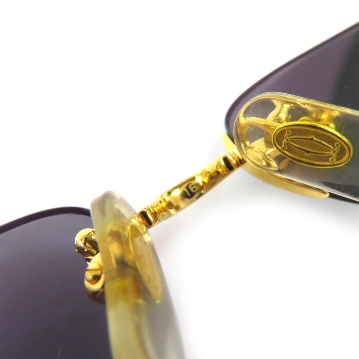 美品△Cartier カルティエ ヴィンテージ 2Cデコール ツーポイント リムレス サングラス ゴールド ボルドー □16 130 度入り ケース付き