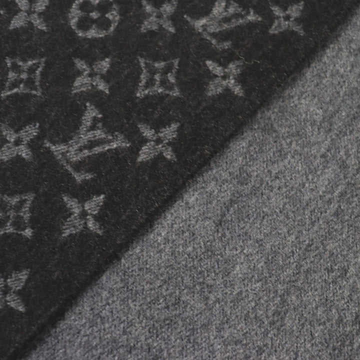 美品△LOUIS VUITTON ルイヴィトン M71607 モノグラム グラディエント カシミヤ ウール マフラー ノワール イタリア製 正規品 メンズ