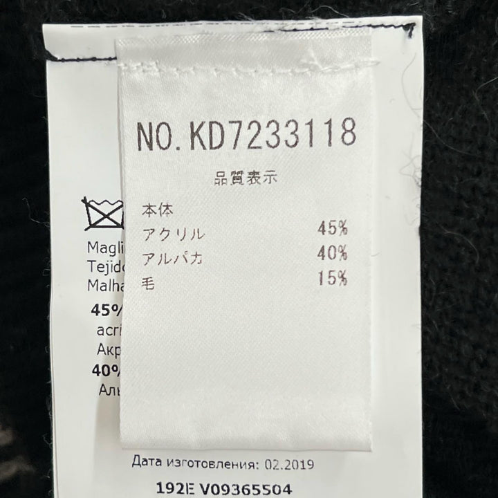 極美品▲MOSCHINO モスキーノ KD7233118 アルパカ混 ジャガード テディベア ニット セーター ブラック ホワイト XS イタリア製 レディース