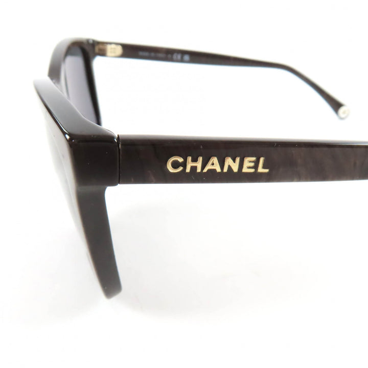 未使用品★CHANEL シャネル 5551-U ココマーク ロゴ入り マーブル スクエア アイウェア サングラス ブラウン 56□20 145 箱・ケース付き