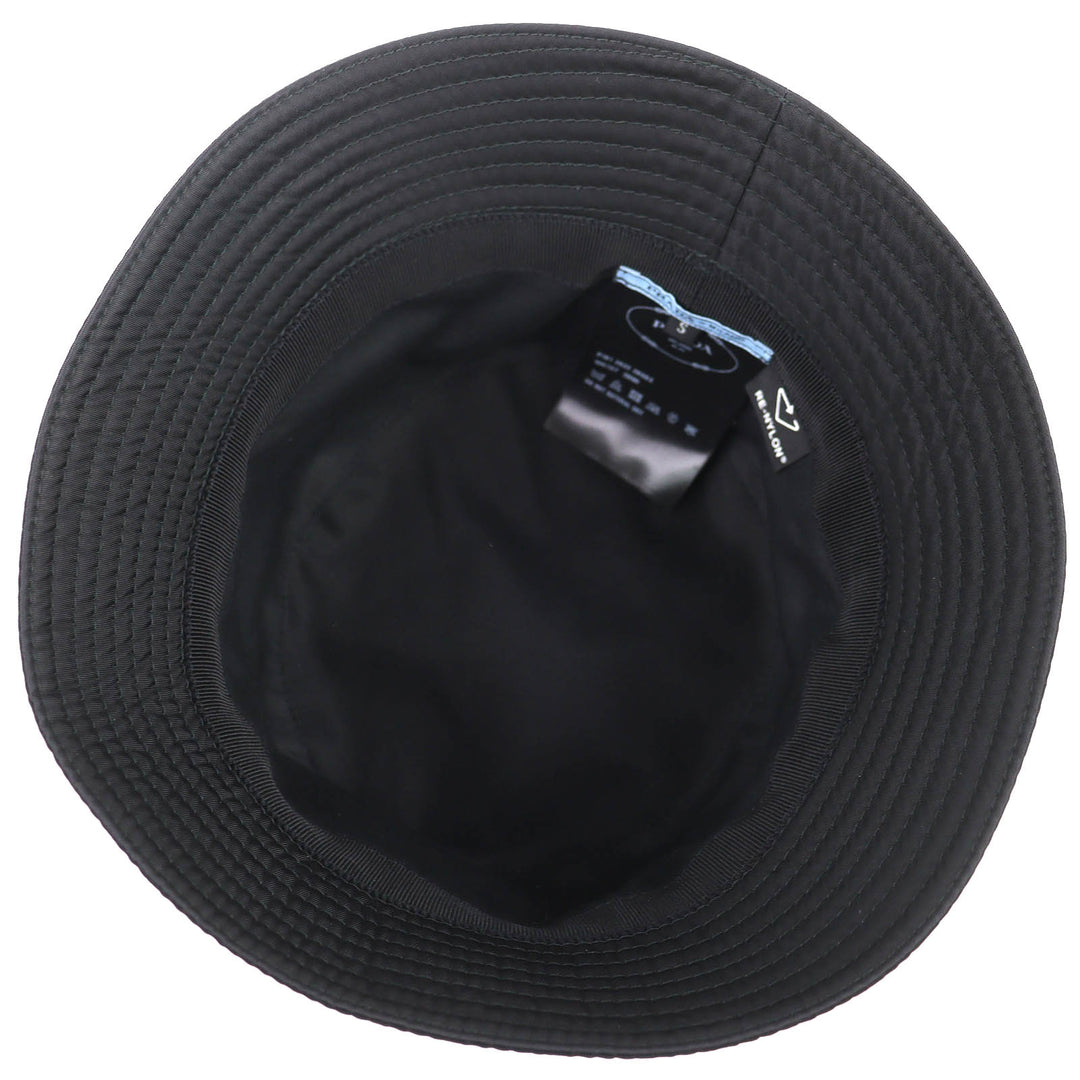美品△PRADA プラダ 1HC137 トライアングルロゴ RE-NYLON バケットハット 帽子 ブラック S イタリア製 正規品 レディース