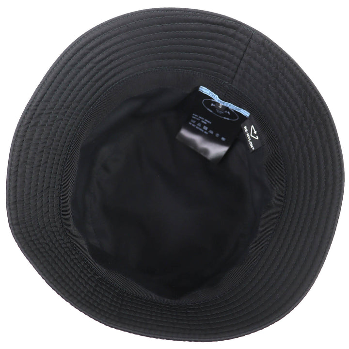 美品△PRADA プラダ 1HC137 トライアングルロゴ RE-NYLON バケットハット 帽子 ブラック S イタリア製 正規品 レディース