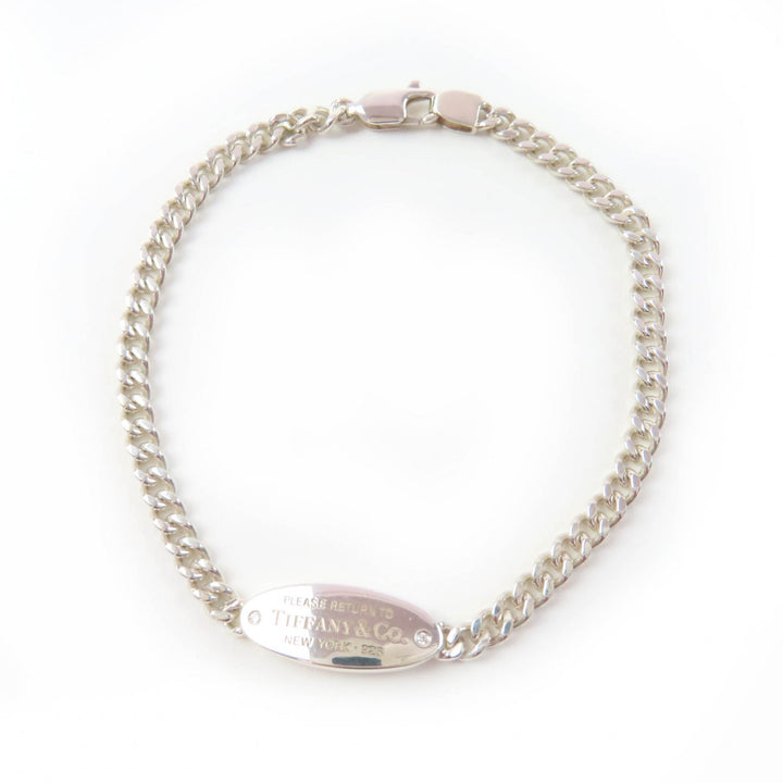美品☆TIFFANY&amp;Co. ティファニー リターントゥティファニー オーバル I.D. ブレスレット Ag925 ダイヤモンド 喜平チェーン 重量6.2g