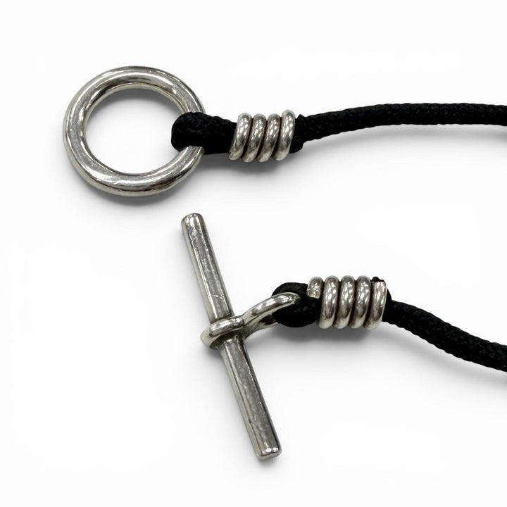 極美品▼HERMES エルメス リマPM AG925 ファブリック ネックレス シルバー ブラック 総重量12.8g メンズ レディース アクセサリー