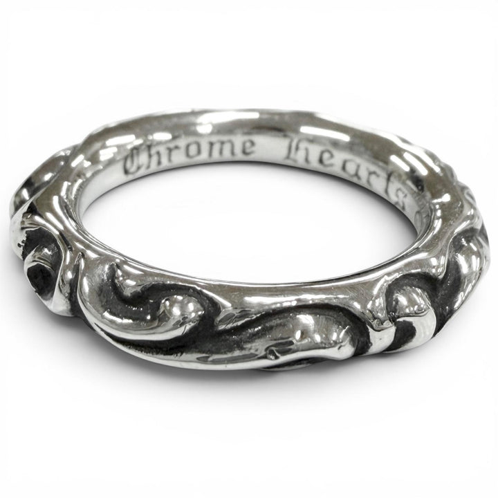 極美品▼CHROME HEARTS クロムハーツ SCRL BAND スクロールバンド 925 リング 指輪 シルバー JP25号 重量11.1g メンズ アクセサリー
