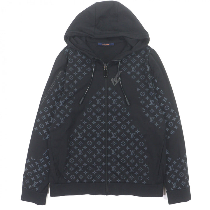 美品▼LOUIS VUITTON ルイヴィトン 22SS 1A9GNB ハイブリッド ジップスルー モノグラム パーカー ブラック M イタリア製 正規品 メンズ