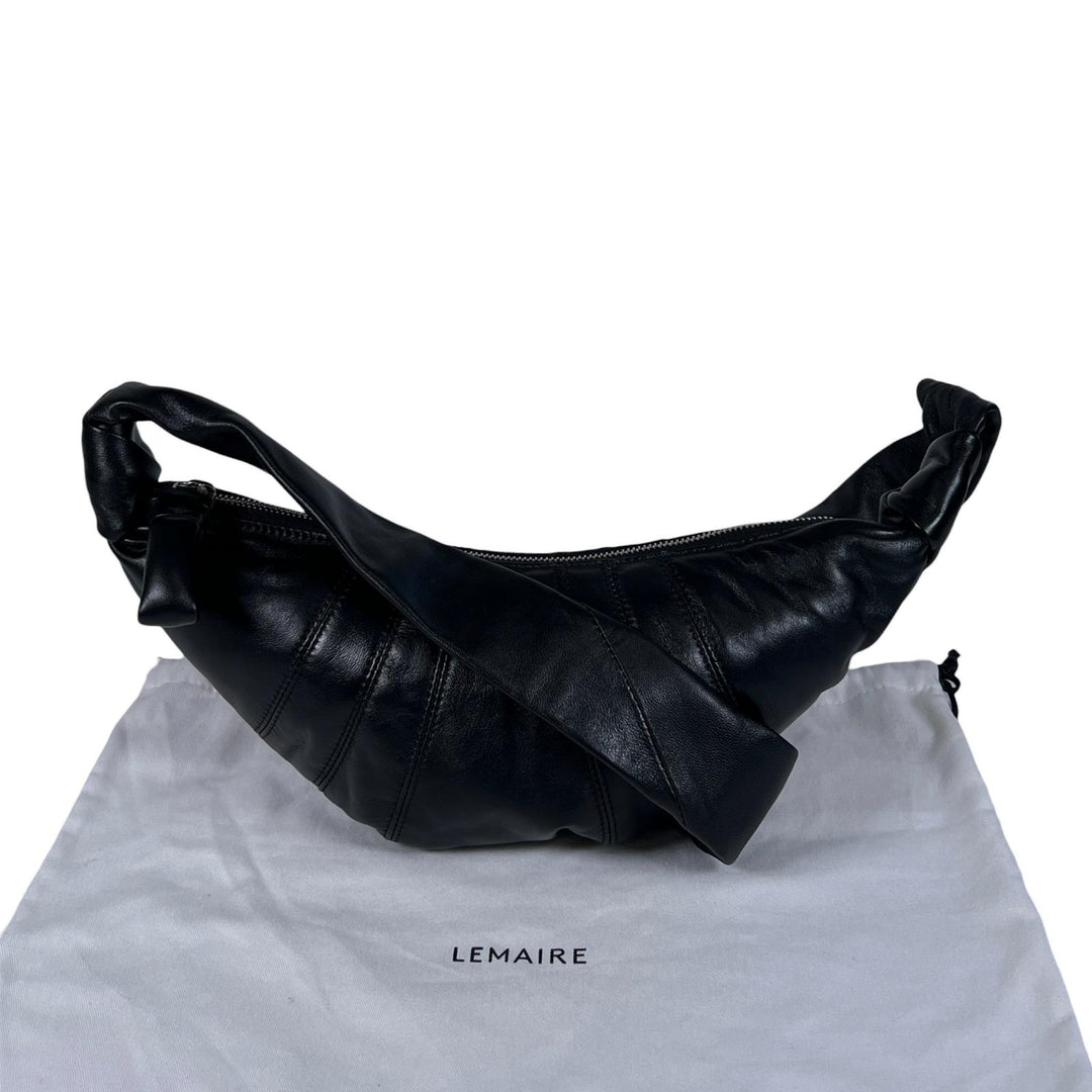 未使用品▲LEMAIRE ルメール BG0003 LL095 スモール クロワッサン ラムレザー ショルダーバッグ ブラック スペイン製 保存袋付き