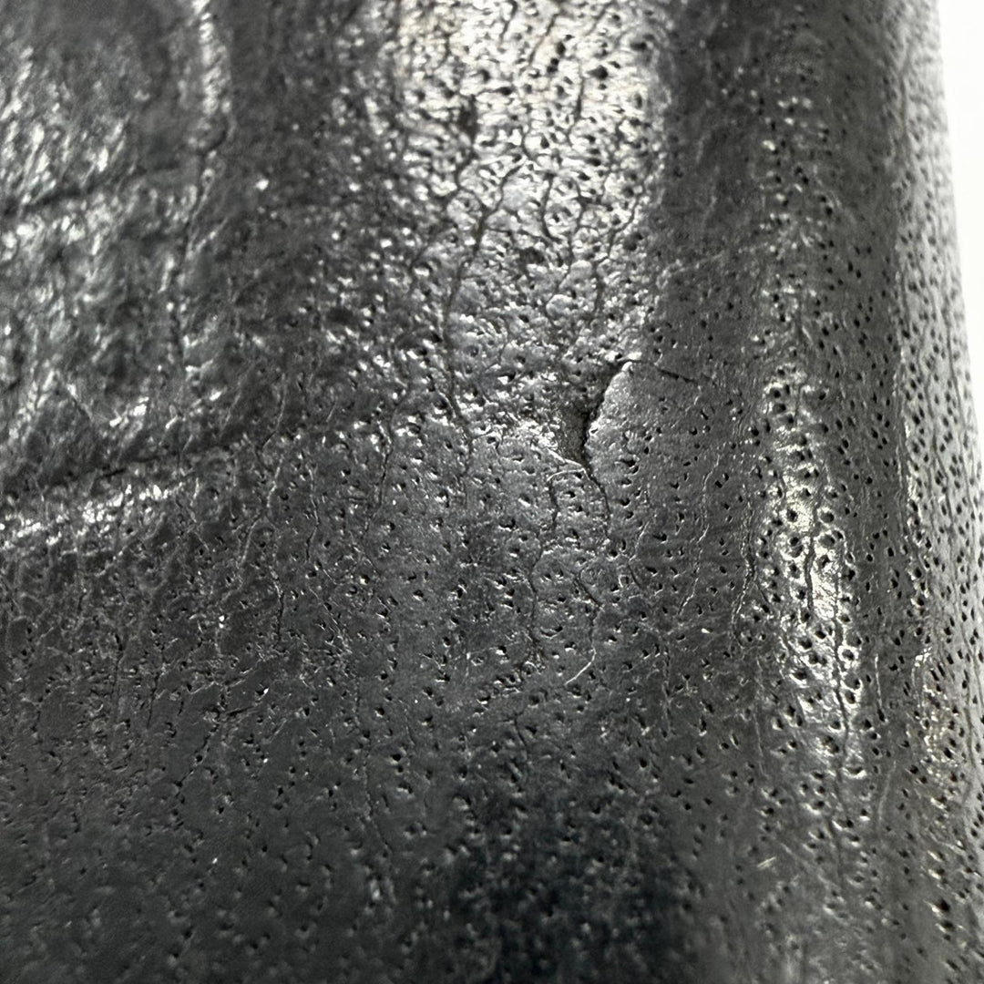 美品◇CHROME HEARTS クロムハーツ レザー 925 Dカン クロスボールボタン ベルトループ キーホルダー ブラック シルバー 重量21.3g