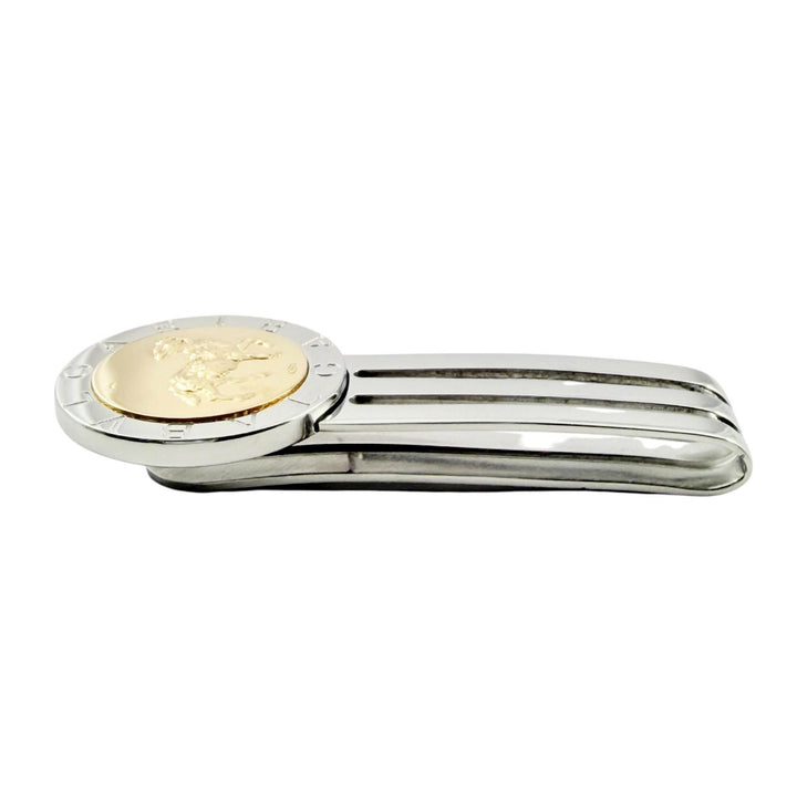 極美品◇BVLGARI ブルガリ 750 ステンレススチール ブルガリブルガリ コンビ サークルロゴ 牡羊座 マネークリップ 重量11.2g ケース付き