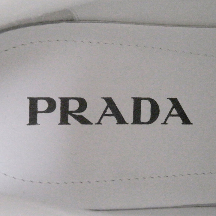 極美品□PRADA プラダ 1T638M トライアングルロゴ 三角ロゴ ハイカットスニーカー レザーシューズ ホワイト 6 メンズ オススメ◎