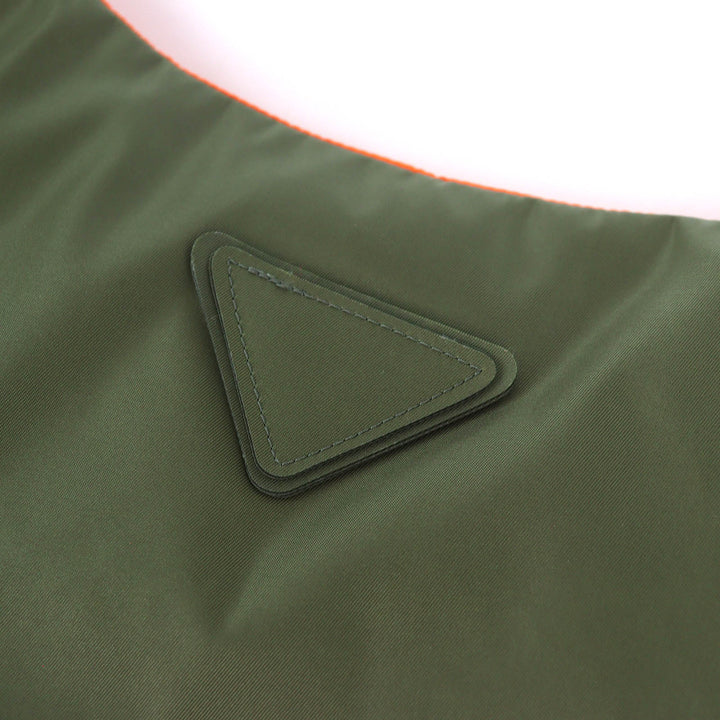 極美品△PRADA プラダ 23AW SGC386 トライアングルロゴ パデッドナイロンベスト RE-NYLON プルオーバーダウンベスト カーキ S 正規品