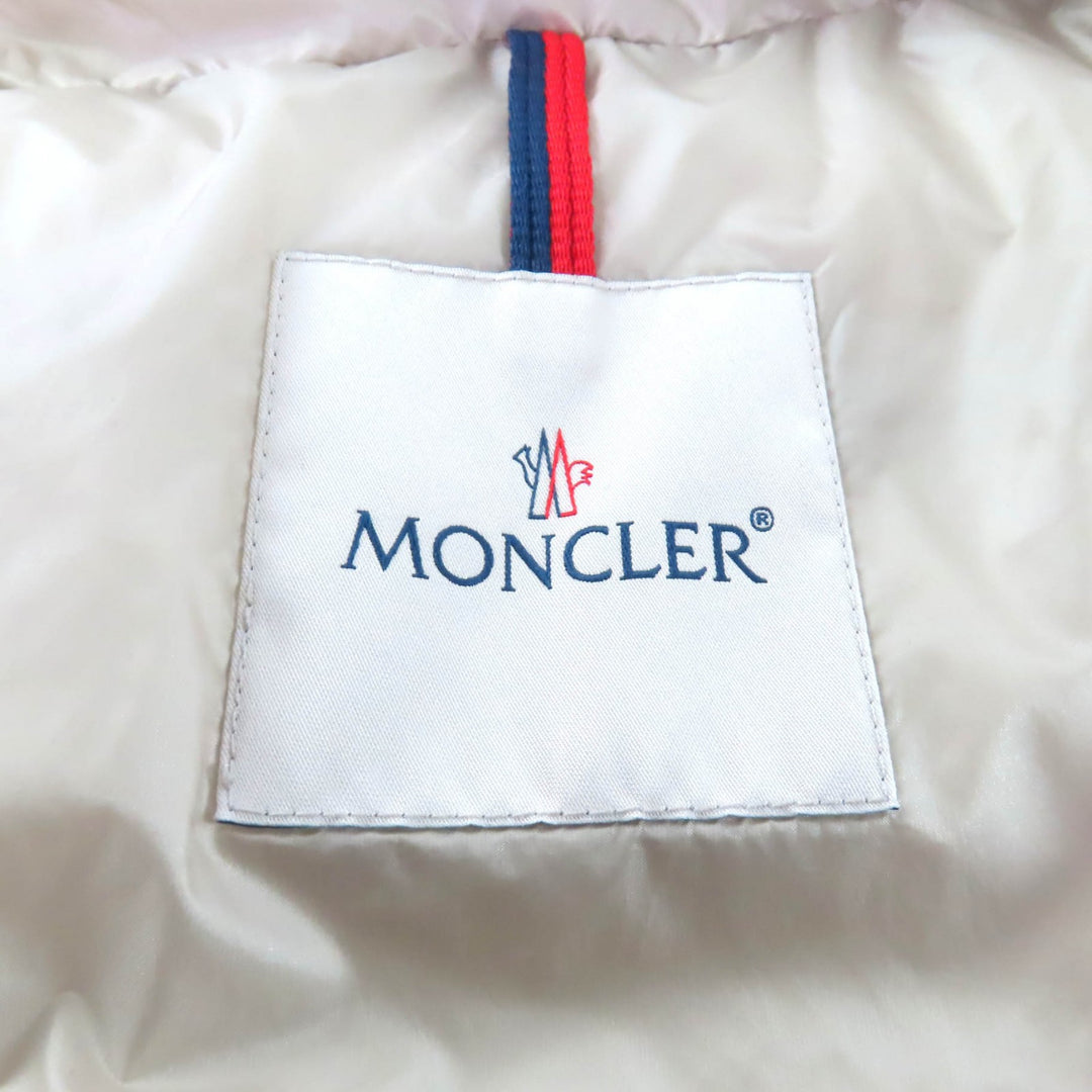 極美品★MONCLER モンクレール エルミンヌ フード・ロゴワッペン付 ZIP UP ダウンコート ダウンジャケット ライトベージュ 0 正規品