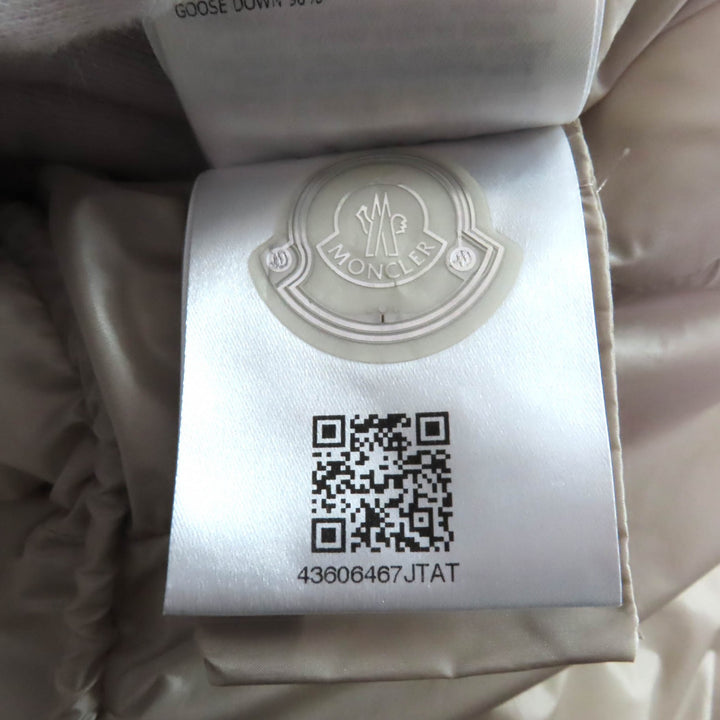 極美品★MONCLER モンクレール エルミンヌ フード・ロゴワッペン付 ZIP UP ダウンコート ダウンジャケット ライトベージュ 0 正規品