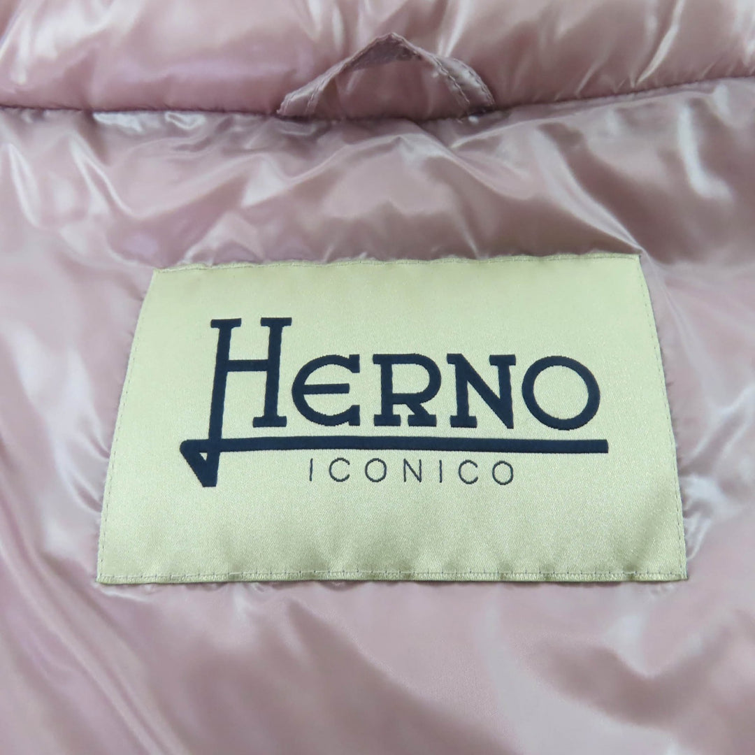 極美品★Herno ヘルノ 23AW PI0046DIC ICONICO スナップボタン スタンドカラー ライト ダウンジャケット ピンク 40 正規品 レディース