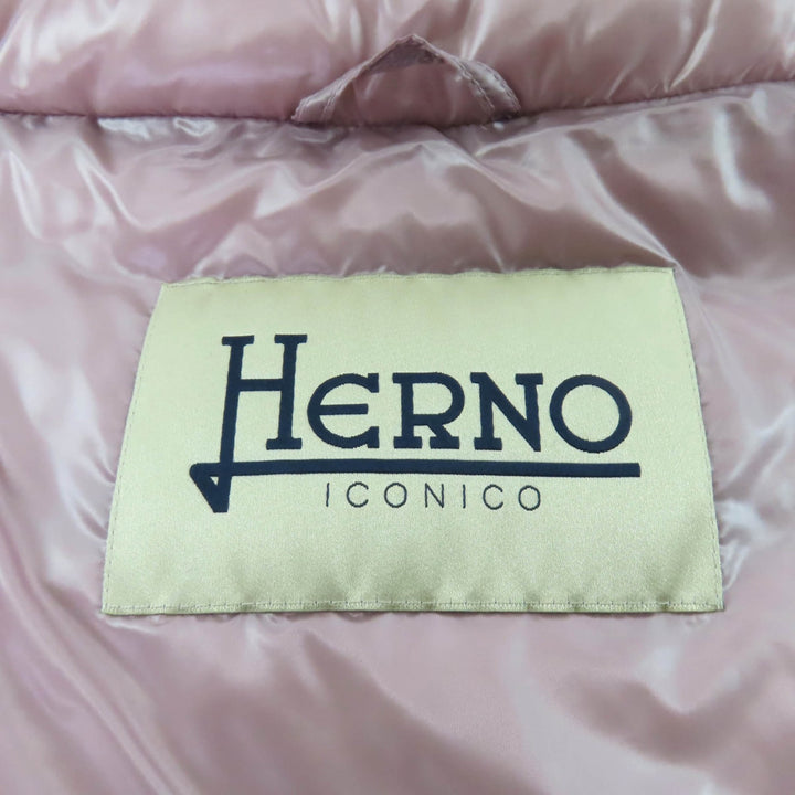 極美品★Herno ヘルノ 23AW PI0046DIC ICONICO スナップボタン スタンドカラー ライト ダウンジャケット ピンク 40 正規品 レディース