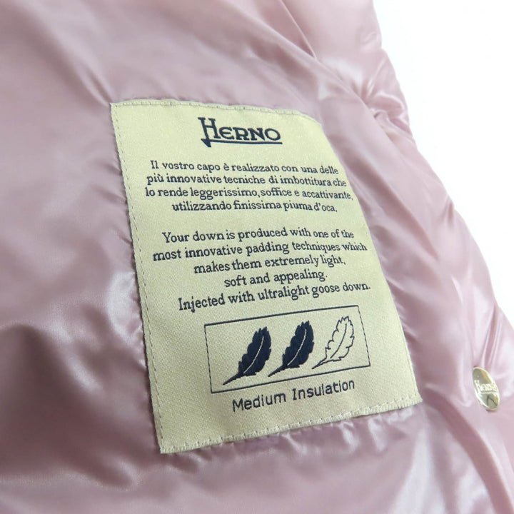 極美品★Herno ヘルノ 23AW PI0046DIC ICONICO スナップボタン スタンドカラー ライト ダウンジャケット ピンク 40 正規品 レディース
