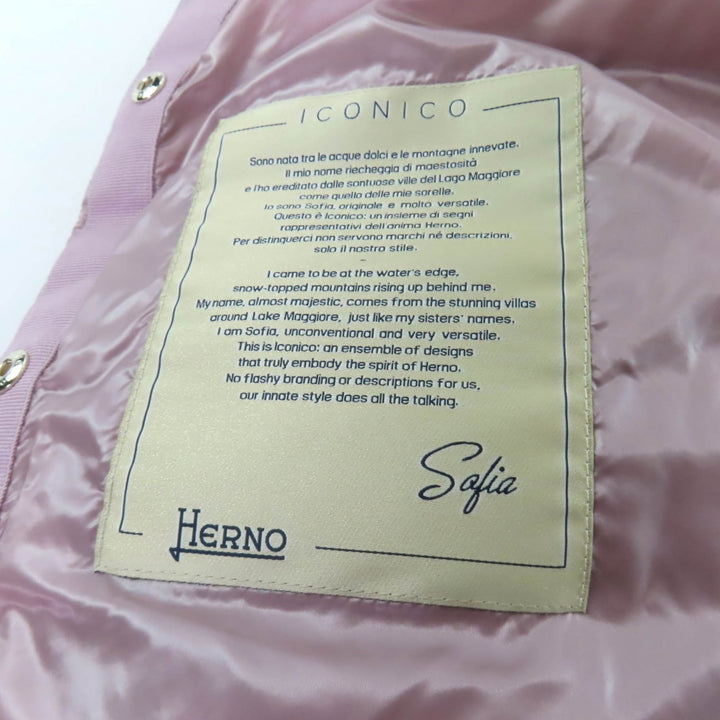 極美品★Herno ヘルノ 23AW PI0046DIC ICONICO スナップボタン スタンドカラー ライト ダウンジャケット ピンク 40 正規品 レディース