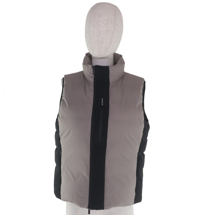 極美品▼MONCLER モンクレール 2021年製 LYTHRUM ロゴ入り バイカラー WZIPUP ジレ ダウンベスト グレー ブラック 2 正規品 レディース