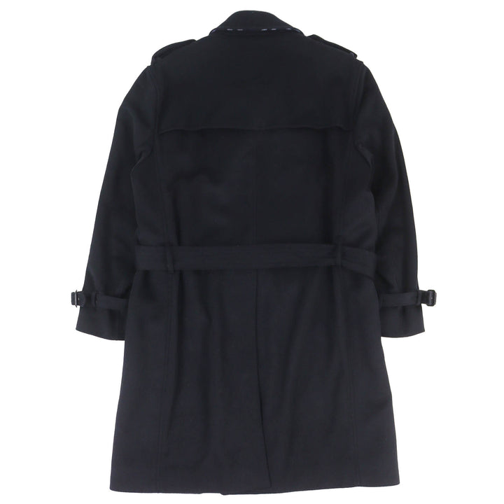美品△BURBERRY バーバリー 4057086 ベルト付き ロゴボタン カシミヤ100％ ダブルトレンチコート ブラック 54 イタリア製 正規品