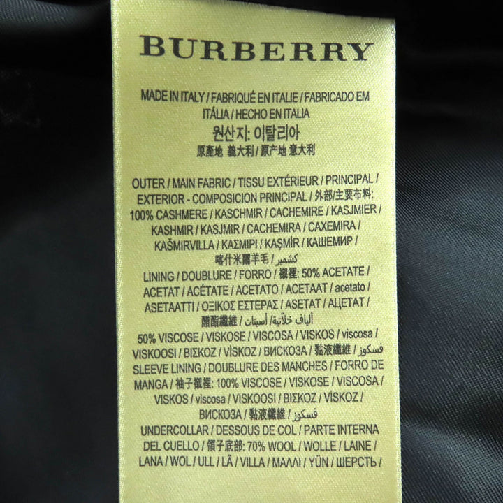 美品△BURBERRY バーバリー 4057086 ベルト付き ロゴボタン カシミヤ100％ ダブルトレンチコート ブラック 54 イタリア製 正規品