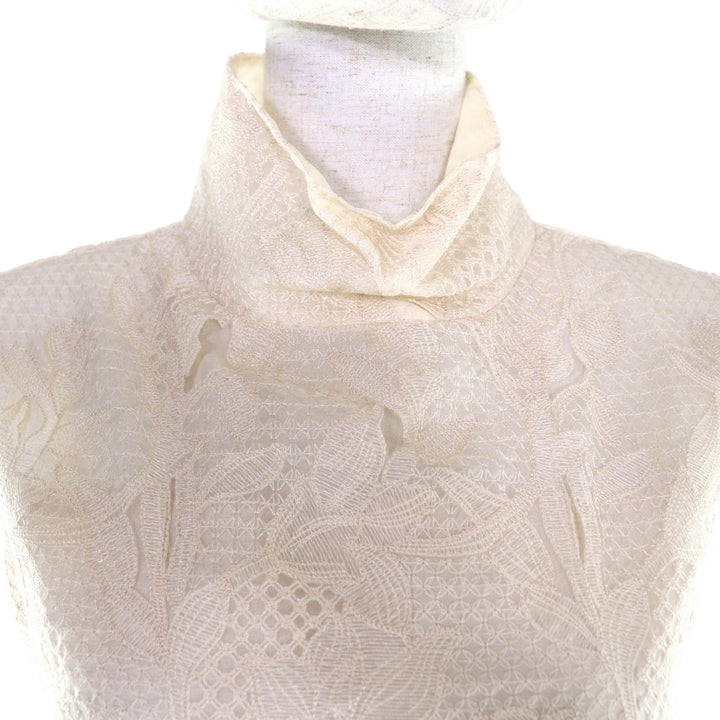 未使用品★ebure エブール 3410300236 シルク100％ オーガンジー レース ノースリーブ ロング ワンピース 36 正規品 定価165000円