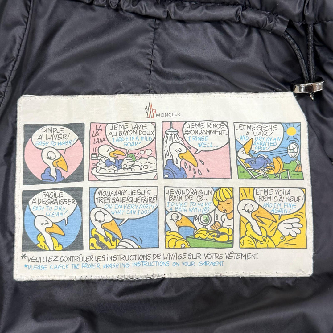 良品◇MONCLER モンクレール HERMIFUR ロゴワッペン フード ラクーンファー付き ダブルジップ ダウンコート ブラック 0 レディース