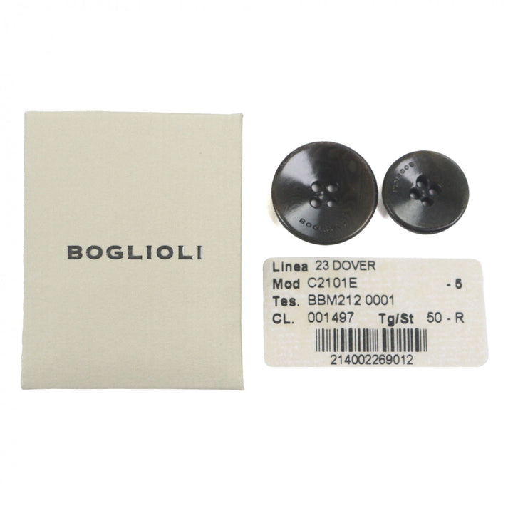 極美品▼BOGLIOLI ボリオリ C2101E DOVER ウール100% 織柄 ロゴ入りボタン ツイードロングコート ダブルチェスターコート 50 メンズ
