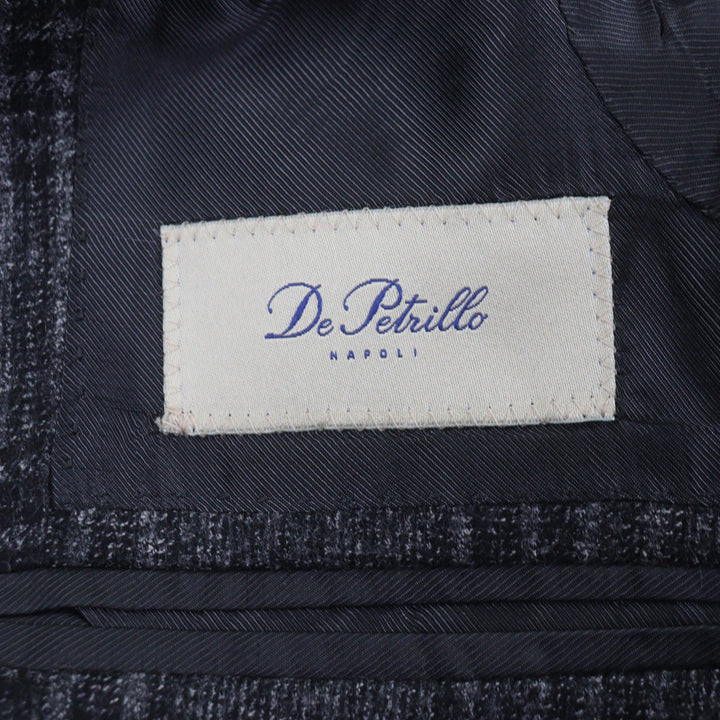 未使用品▼DEPETRILLO デ ペトリロ ウール100% チェック柄 シングルスーツ セットアップ グレー 46 イタリア製 正規品 メンズ ビジネス◎