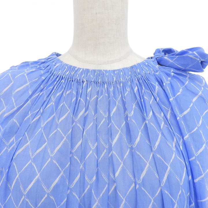 極美品▲CHANEL シャネル 08C P32352 コットン100% ココマーク金具 総柄 ノースリーブ ワンピース ブルー 38 フランス製 正規品 レディース