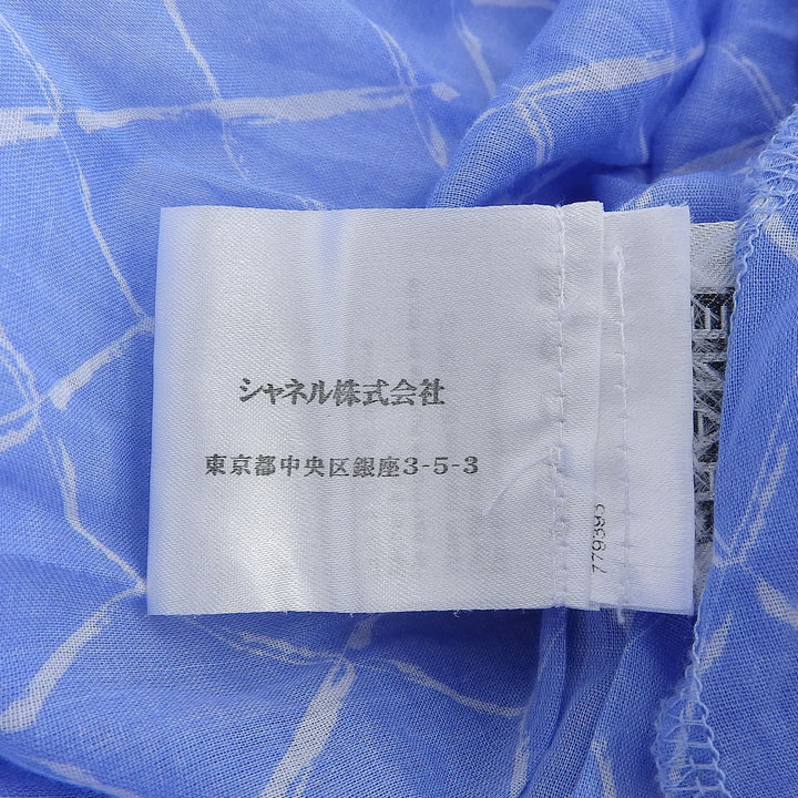 極美品▲CHANEL シャネル 08C P32352 コットン100% ココマーク金具 総柄 ノースリーブ ワンピース ブルー 38 フランス製 正規品 レディース