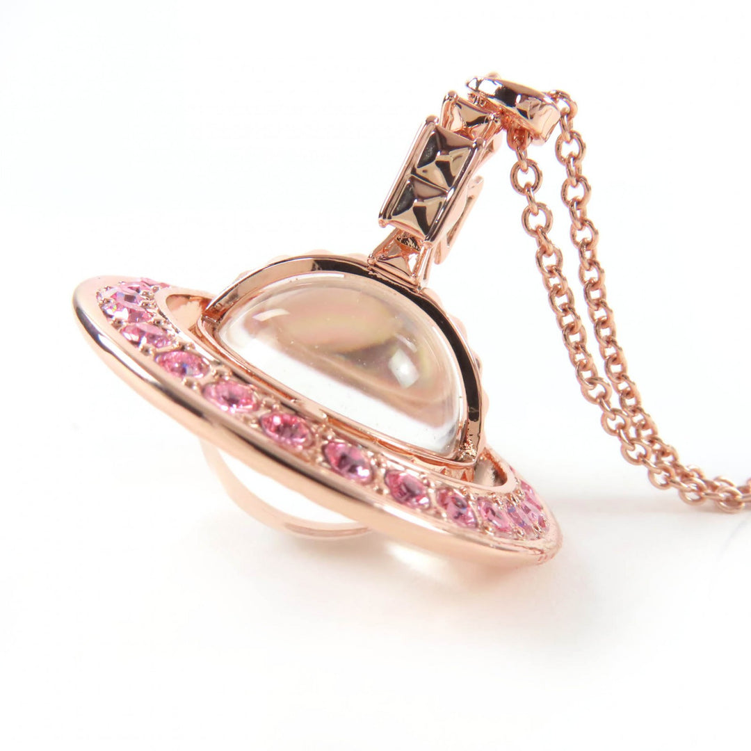 極美品☆Vivienne Westwood ヴィヴィアンウエストウッド ラインストーン付 オーブネックレス ペンダント ローズピンク 箱・保存袋付き