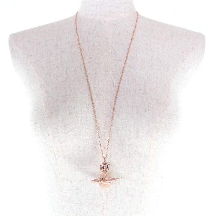 極美品☆Vivienne Westwood ヴィヴィアンウエストウッド ラインストーン付 オーブネックレス ペンダント ローズピンク 箱・保存袋付き