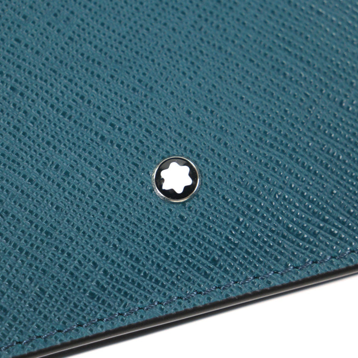未使用品▼MONTBLANC モンブラン サルトリアル レザーウォレット 6CC ホワイトスター 二つ折り財布 グリーン系 箱・保存袋付 伊製 メンズ