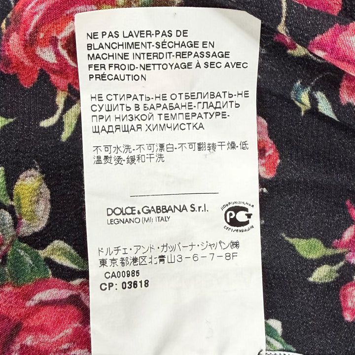 極美品◇DOLCE&amp;GABBANA ドルチェ＆ガッバーナ シルク100％ 花柄 フリルカラー ブラウス ブラック マルチ 44 伊製 正規品 レディース