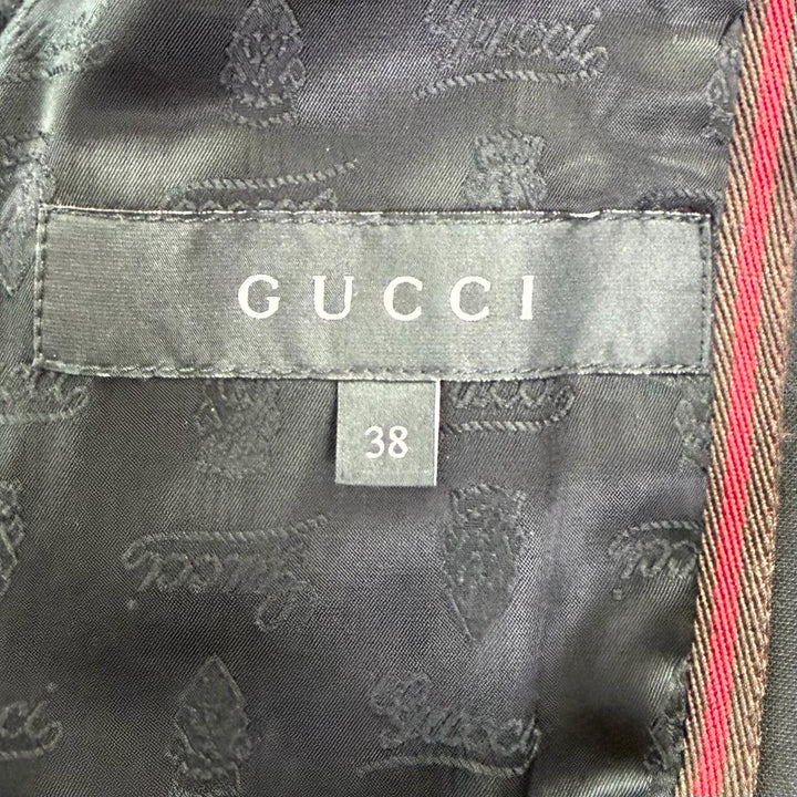 極美品◇GUCCI グッチ ウール クレストロゴボタン ホースビット ブレザー テーラードジャケット 黒 38 イタリア製 正規品 レディース