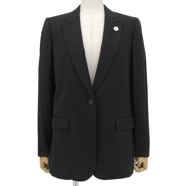 未使用品▲LARDINI ラルディーニ 裏地花柄 ブートニエール付き テーラードジャケット ブラック 40 イタリア製 正規品 レディース