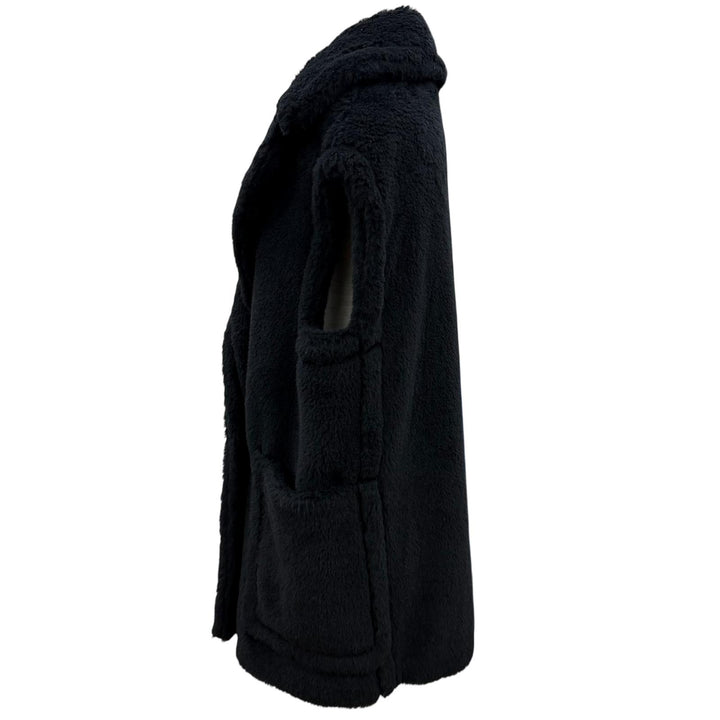 極美品◇Max Mara マックスマーラ 2025年製 25212762536 BORMIDA テディベア アルパカ シルク混 ベストコート 黒 42 イタリア製 正規品