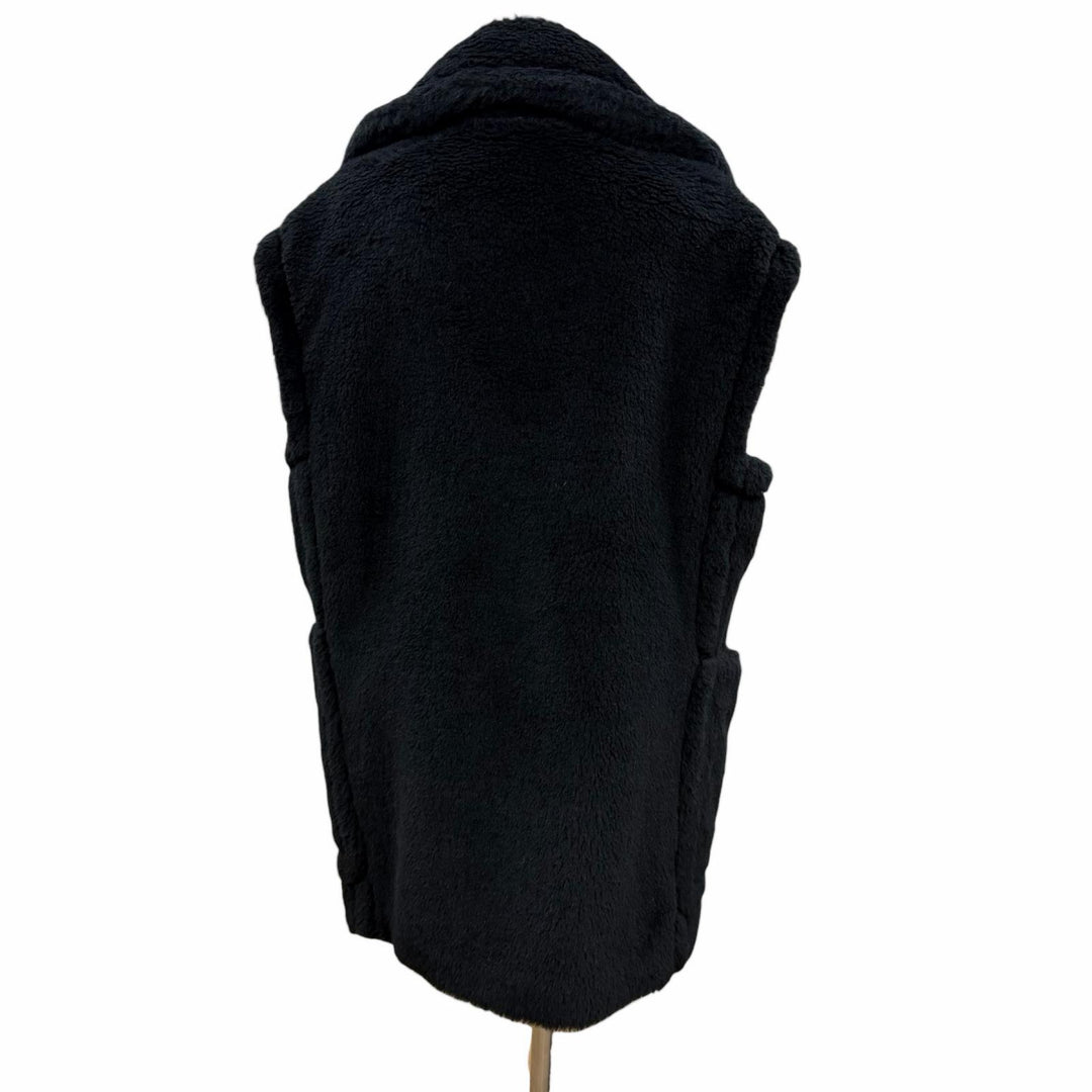 極美品◇Max Mara マックスマーラ 2025年製 25212762536 BORMIDA テディベア アルパカ シルク混 ベストコート 黒 42 イタリア製 正規品