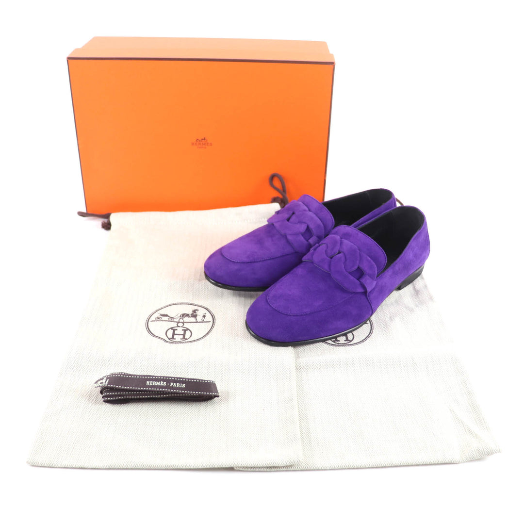 極美品★HERMES エルメス スウェードレザー オネスト モカシン ローファー パープル 36 箱・保存袋付き イタリア製 レディース