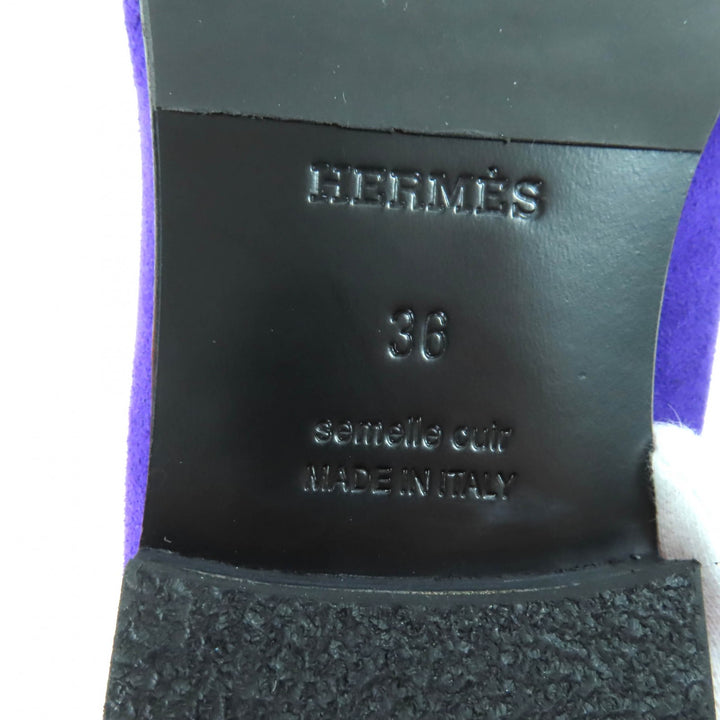 極美品★HERMES エルメス スウェードレザー オネスト モカシン ローファー パープル 36 箱・保存袋付き イタリア製 レディース