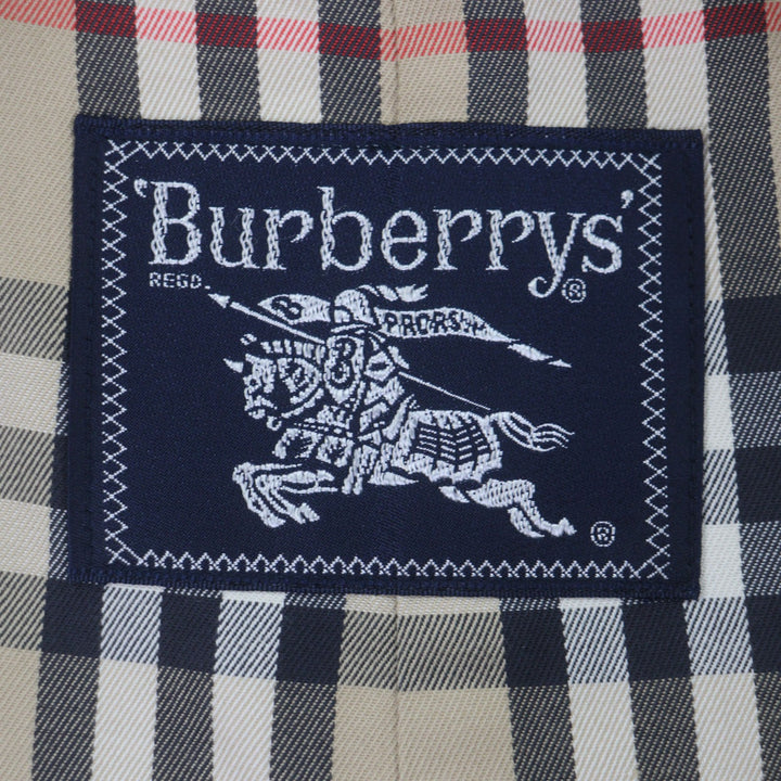 美品▼Burberrys バーバリー ヴィンテージ コットン100% 裏地ノバチェック柄 トレンチコート 玉虫色 88 160 日本サイズS メンズ ビジネス