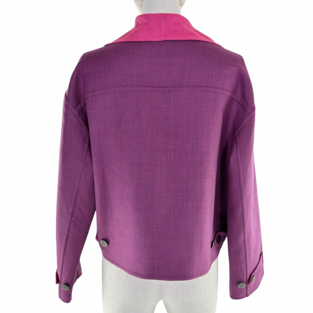 極美品◇HERMES エルメス 23SS 3E0207DC カシミヤ シルク混 セリエボタン付き ジャケット パープル ピンク 34 フランス製 レディース