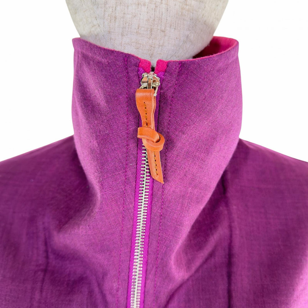 極美品◇HERMES エルメス 23SS 3E0207DC カシミヤ シルク混 セリエボタン付き ジャケット パープル ピンク 34 フランス製 レディース